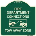 Signmission Fire Department Connection Tow Away Zone W/ Graphic Heavy-Gauge Alum Sign, 18" x 18", G-1818-24024 A-DES-G-1818-24024